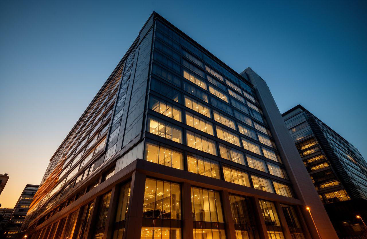 Fachada comercial moderna en Madrid